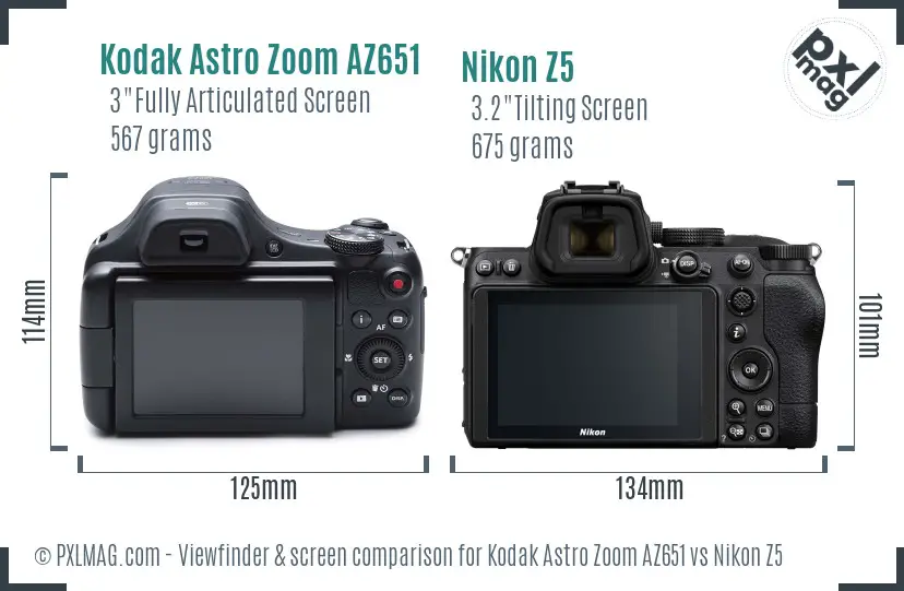 Kodak Astro Zoom AZ651 vs Nikon Z5 Screen and Viewfinder comparison Kodak Astro Zoom AZ651 vs Nikon Z5 Screen and Viewfinder comparison