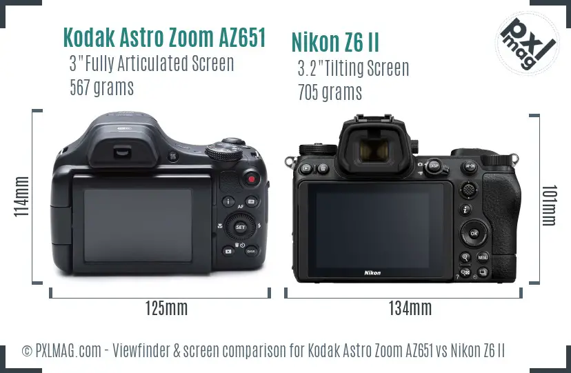 Kodak Astro Zoom AZ651 vs Nikon Z6 II Screen and Viewfinder comparison Kodak Astro Zoom AZ651 vs Nikon Z6 II Screen and Viewfinder comparison
