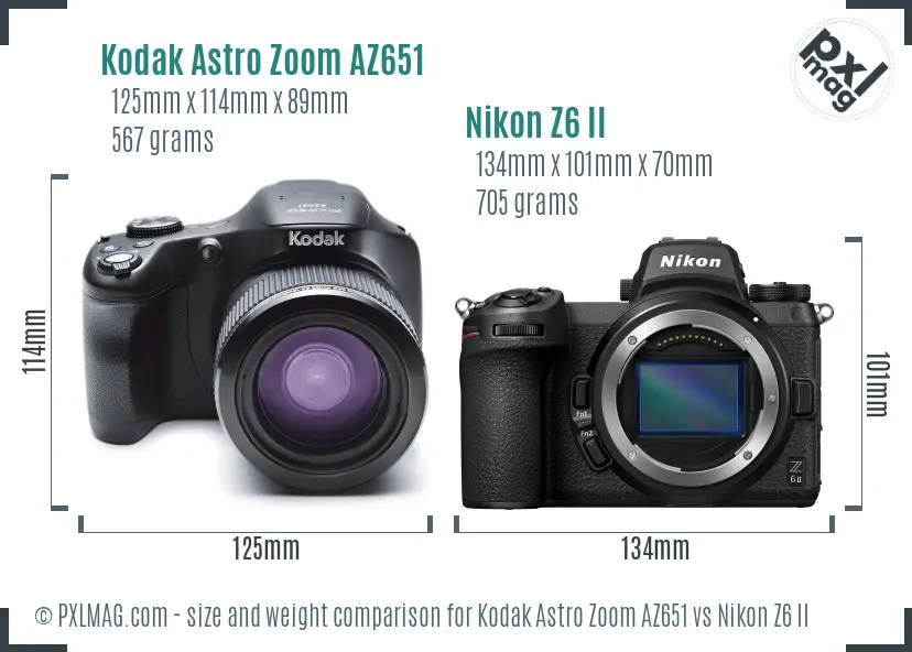 Kodak Astro Zoom AZ651 vs Nikon Z6 II size comparison Kodak Astro Zoom AZ651 vs Nikon Z6 II size comparison