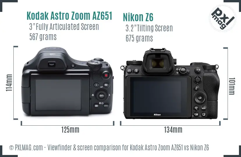 Kodak Astro Zoom AZ651 vs Nikon Z6 Screen and Viewfinder comparison Kodak Astro Zoom AZ651 vs Nikon Z6 Screen and Viewfinder comparison