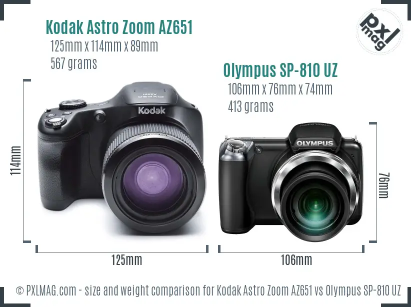 Kodak Astro Zoom AZ651 vs Olympus SP-810 UZ size comparison Kodak Astro Zoom AZ651 vs Olympus SP-810 UZ size comparison