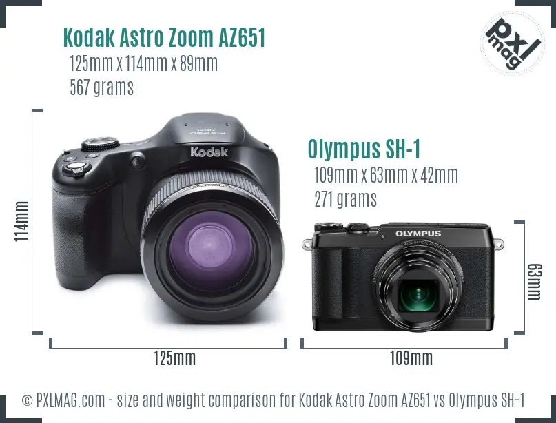 Kodak Astro Zoom AZ651 vs Olympus SH-1 size comparison