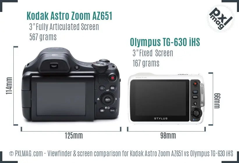 Kodak Astro Zoom AZ651 vs Olympus TG-630 iHS Screen and Viewfinder comparison Kodak Astro Zoom AZ651 vs Olympus TG-630 iHS Screen and Viewfinder comparison