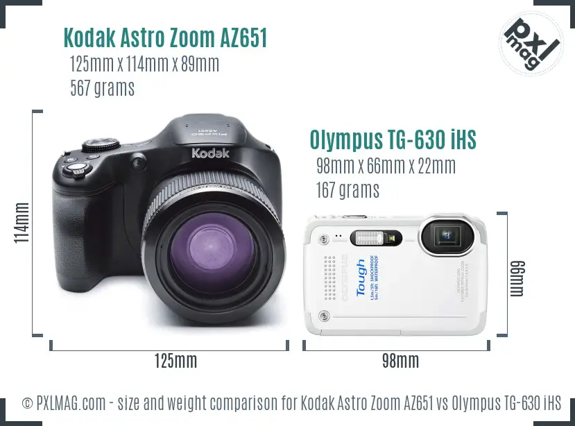 Kodak Astro Zoom AZ651 vs Olympus TG-630 iHS size comparison Kodak Astro Zoom AZ651 vs Olympus TG-630 iHS size comparison