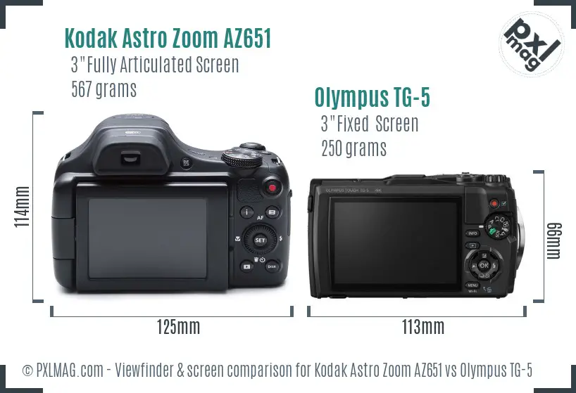 Kodak Astro Zoom AZ651 vs Olympus TG-5 Screen and Viewfinder comparison Kodak Astro Zoom AZ651 vs Olympus TG-5 Screen and Viewfinder comparison