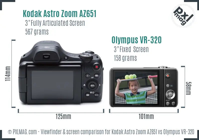 Kodak Astro Zoom AZ651 vs Olympus VR-320 Screen and Viewfinder comparison Kodak Astro Zoom AZ651 vs Olympus VR-320 Screen and Viewfinder comparison