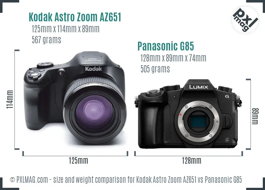 Kodak Astro Zoom AZ651 vs Panasonic G85 size comparison Kodak Astro Zoom AZ651 vs Panasonic G85 size comparison