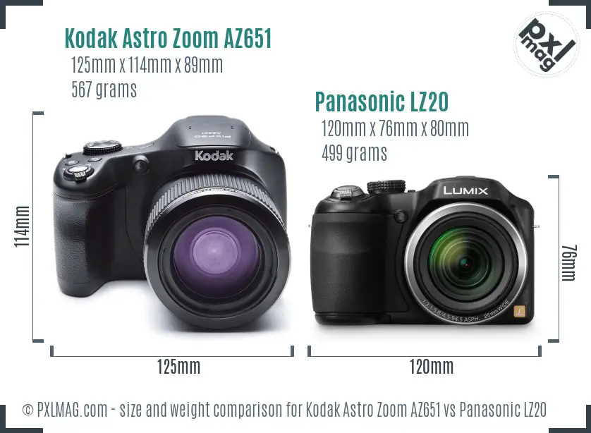 Kodak Astro Zoom AZ651 vs Panasonic LZ20 size comparison Kodak Astro Zoom AZ651 vs Panasonic LZ20 size comparison