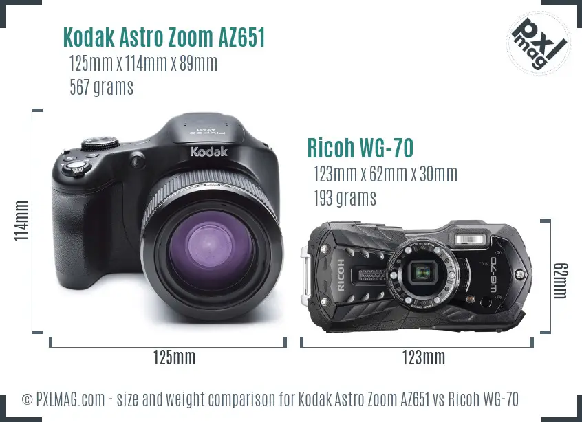 Kodak Astro Zoom AZ651 vs Ricoh WG-70 size comparison Kodak Astro Zoom AZ651 vs Ricoh WG-70 size comparison