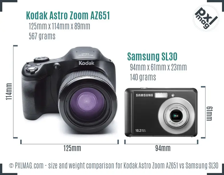 Kodak Astro Zoom AZ651 vs Samsung SL30 size comparison Kodak Astro Zoom AZ651 vs Samsung SL30 size comparison