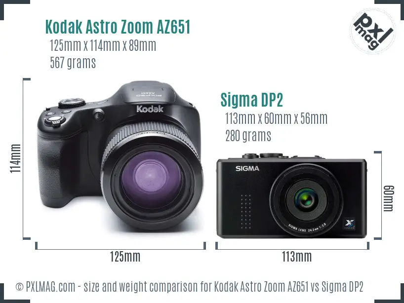 Kodak Astro Zoom AZ651 vs Sigma DP2 size comparison