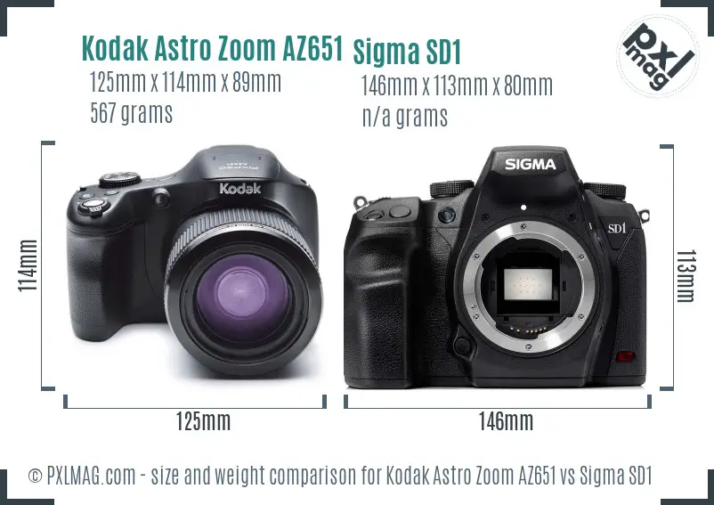 Kodak Astro Zoom AZ651 vs Sigma SD1 size comparison