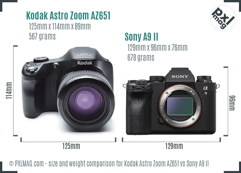 Kodak Astro Zoom AZ651 vs Sony A9 II size comparison Kodak Astro Zoom AZ651 vs Sony A9 II size comparison