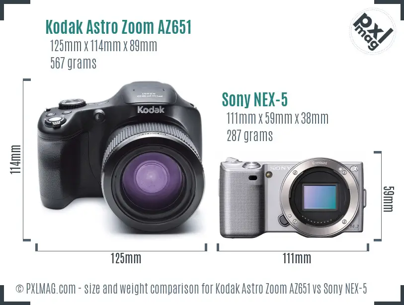 Kodak Astro Zoom AZ651 vs Sony NEX-5 size comparison Kodak Astro Zoom AZ651 vs Sony NEX-5 size comparison