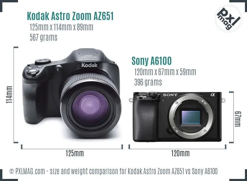 Kodak Astro Zoom AZ651 vs Sony A6100 size comparison Kodak Astro Zoom AZ651 vs Sony A6100 size comparison