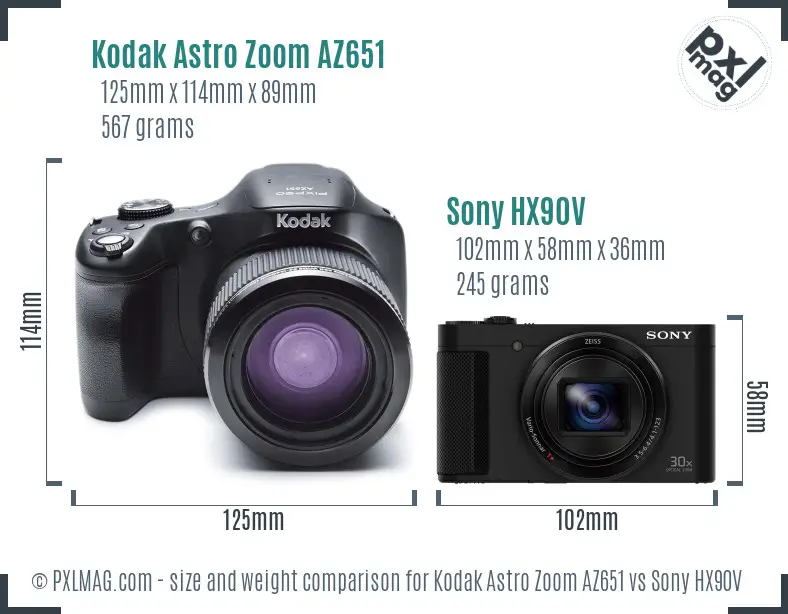 Kodak Astro Zoom AZ651 vs Sony HX90V size comparison Kodak Astro Zoom AZ651 vs Sony HX90V size comparison