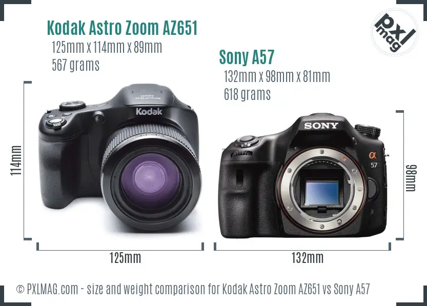 Kodak Astro Zoom AZ651 vs Sony A57 size comparison Kodak Astro Zoom AZ651 vs Sony A57 size comparison