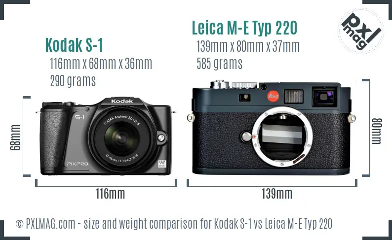 Kodak S-1 vs Leica M-E Typ 220 size comparison