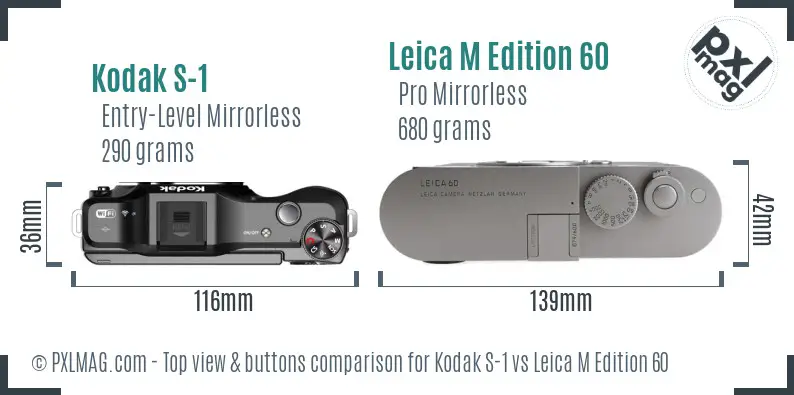 Kodak S-1 vs Leica M Edition 60 top view buttons comparison