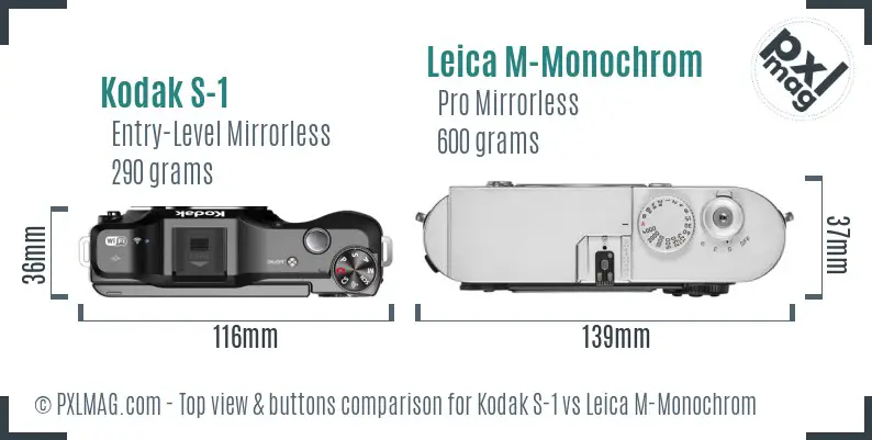 Kodak S-1 vs Leica M-Monochrom top view buttons comparison