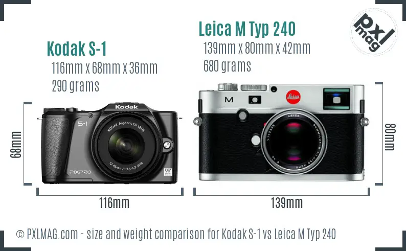 Kodak S-1 vs Leica M Typ 240 size comparison