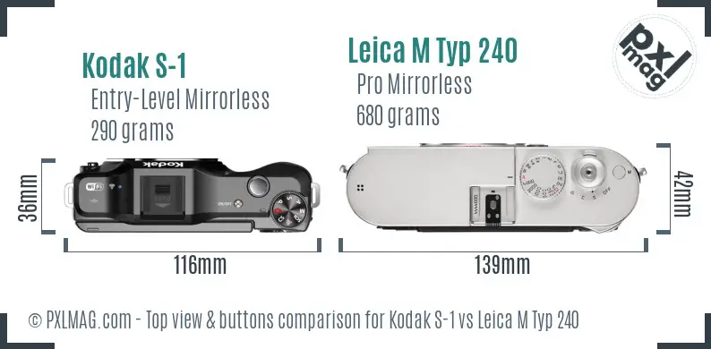 Kodak S-1 vs Leica M Typ 240 top view buttons comparison