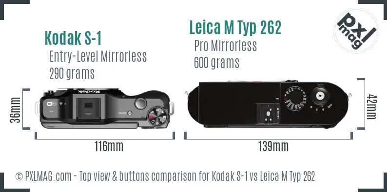 Kodak S-1 vs Leica M Typ 262 top view buttons comparison Kodak S-1 vs Leica M Typ 262 top view buttons comparison
