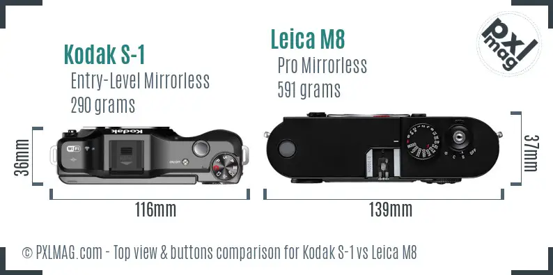 Kodak S-1 vs Leica M8 top view buttons comparison