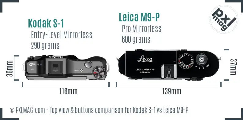 Kodak S-1 vs Leica M9-P top view buttons comparison