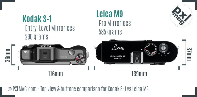 Kodak S-1 vs Leica M9 top view buttons comparison