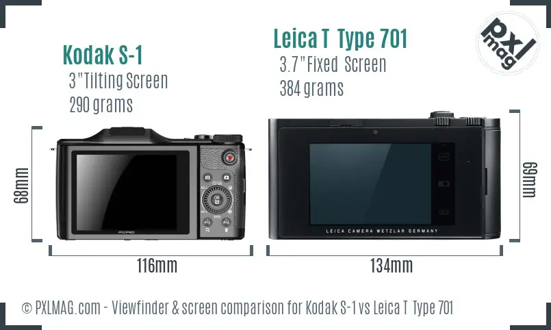 Kodak S-1 vs Leica T  Type 701 Screen and Viewfinder comparison