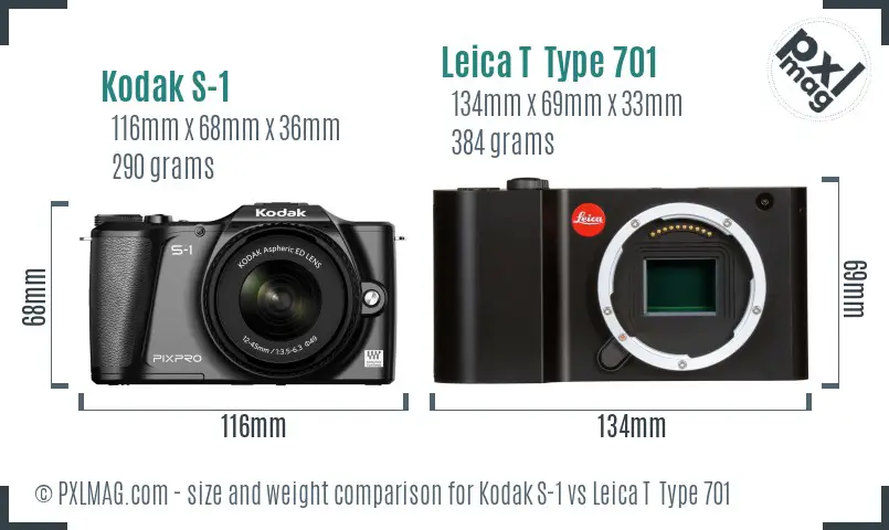Kodak S-1 vs Leica T  Type 701 size comparison