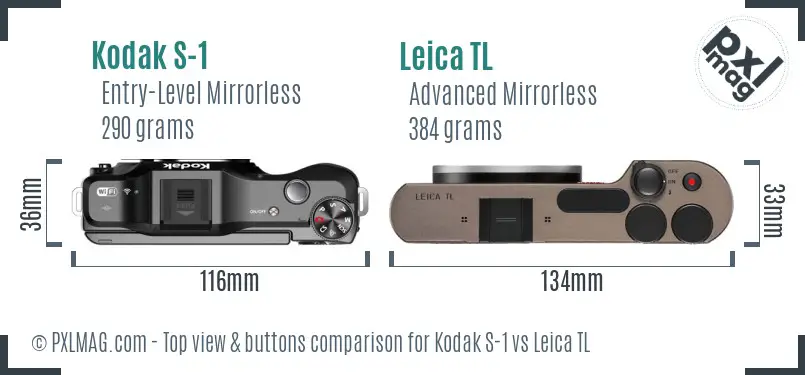 Kodak S-1 vs Leica TL top view buttons comparison