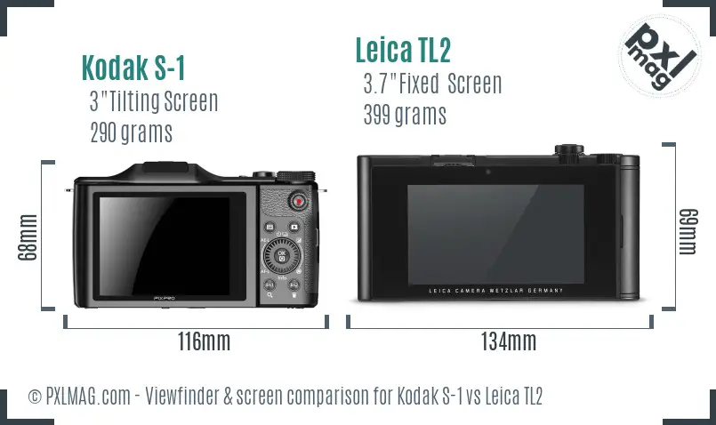 Kodak S-1 vs Leica TL2 Screen and Viewfinder comparison