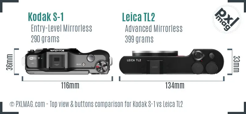Kodak S-1 vs Leica TL2 top view buttons comparison