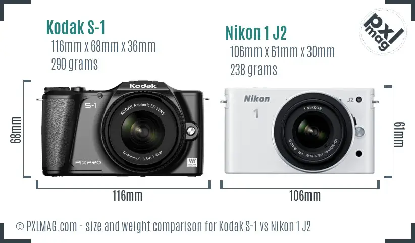 Kodak S-1 vs Nikon 1 J2 size comparison