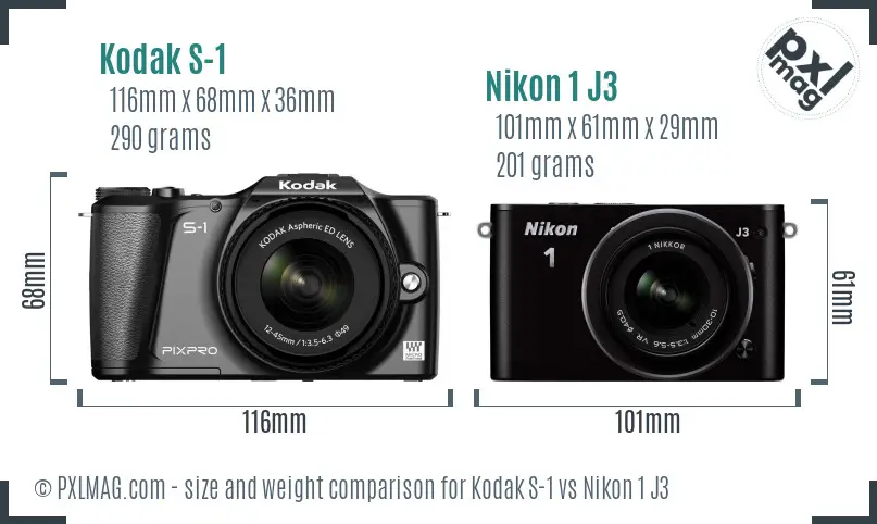 Kodak S-1 vs Nikon 1 J3 size comparison Kodak S-1 vs Nikon 1 J3 size comparison