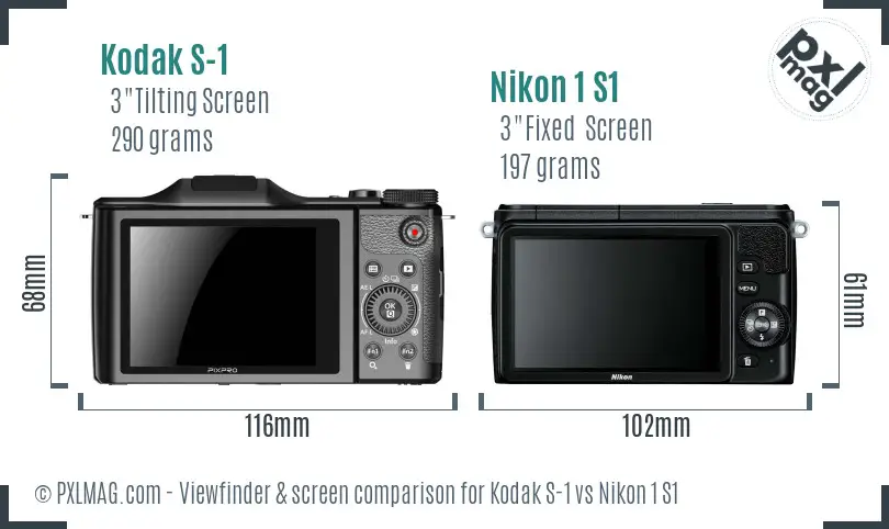 Kodak S-1 vs Nikon 1 S1 Screen and Viewfinder comparison
