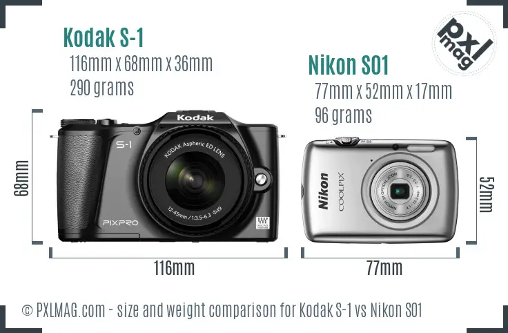 Kodak S-1 vs Nikon S01 size comparison