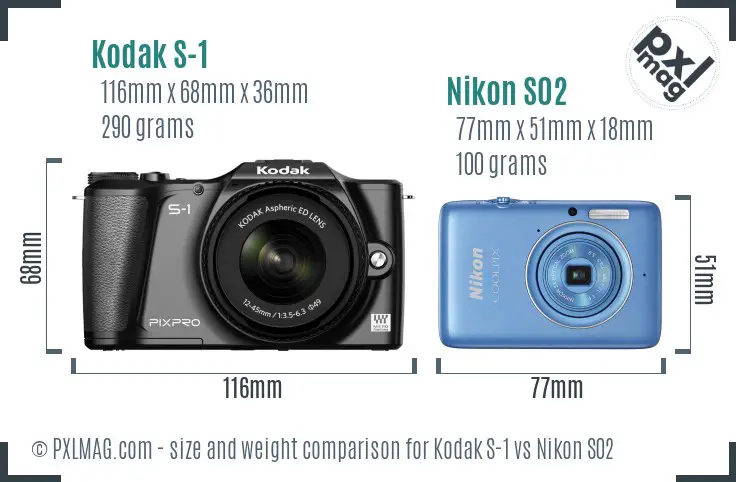 Kodak S-1 vs Nikon S02 size comparison