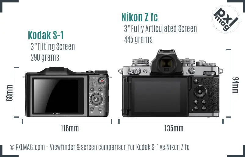 Kodak S-1 vs Nikon Z fc Screen and Viewfinder comparison Kodak S-1 vs Nikon Z fc Screen and Viewfinder comparison