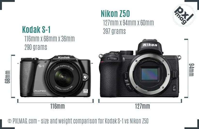 Kodak S-1 vs Nikon Z50 size comparison