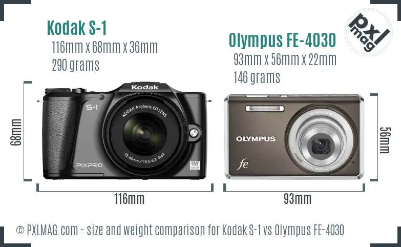 Kodak S-1 vs Olympus FE-4030 size comparison