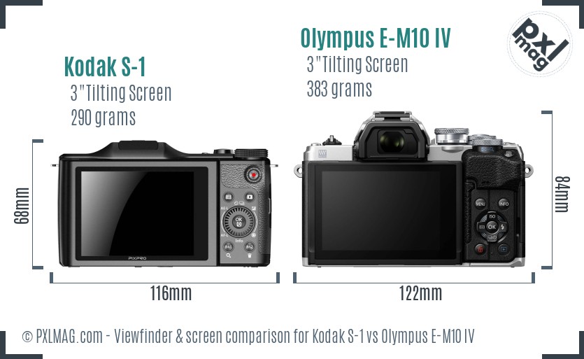 Kodak S-1 vs Olympus E-M10 IV Screen and Viewfinder comparison