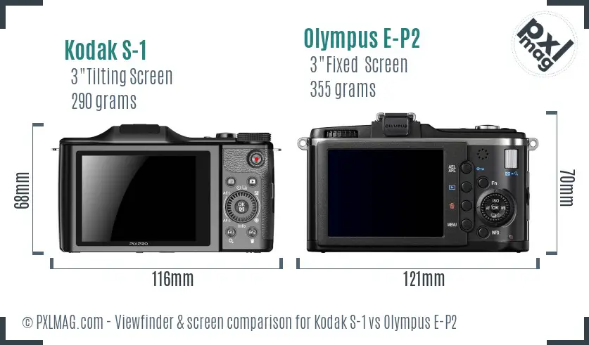 Kodak S-1 vs Olympus E-P2 Screen and Viewfinder comparison