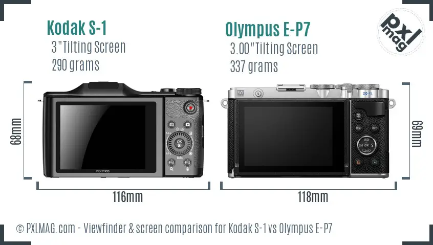 Kodak S-1 vs Olympus E-P7 Screen and Viewfinder comparison