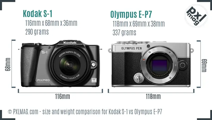 Kodak S-1 vs Olympus E-P7 size comparison