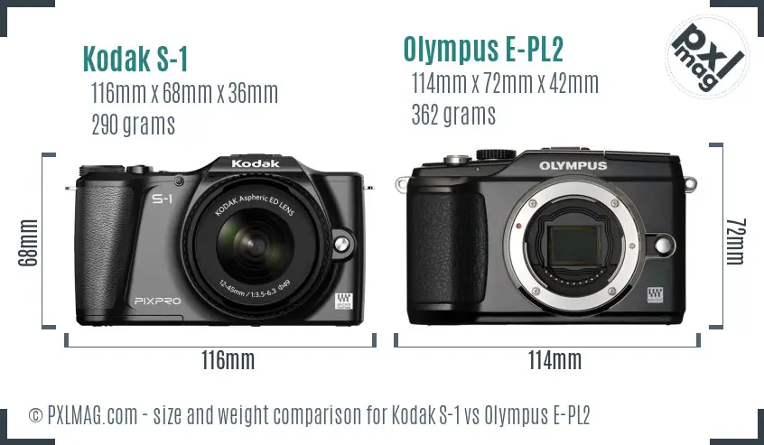 Kodak S-1 vs Olympus E-PL2 size comparison