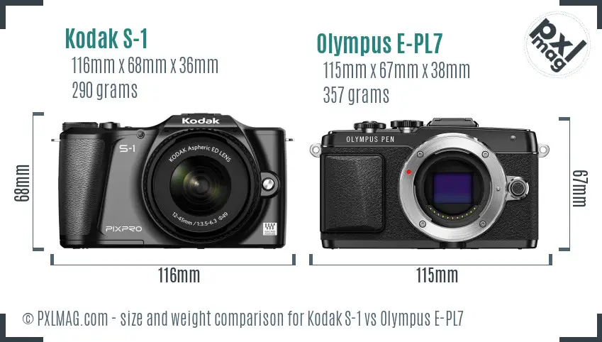 Kodak S-1 vs Olympus E-PL7 size comparison