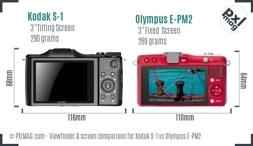 Kodak S-1 vs Olympus E-PM2 Screen and Viewfinder comparison Kodak S-1 vs Olympus E-PM2 Screen and Viewfinder comparison
